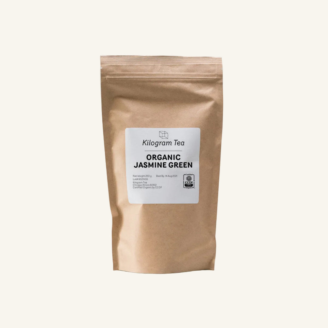 Bag of Organic Jasmine Green Loose Leaf Tea from Cultivar Coffee Roasting Co.